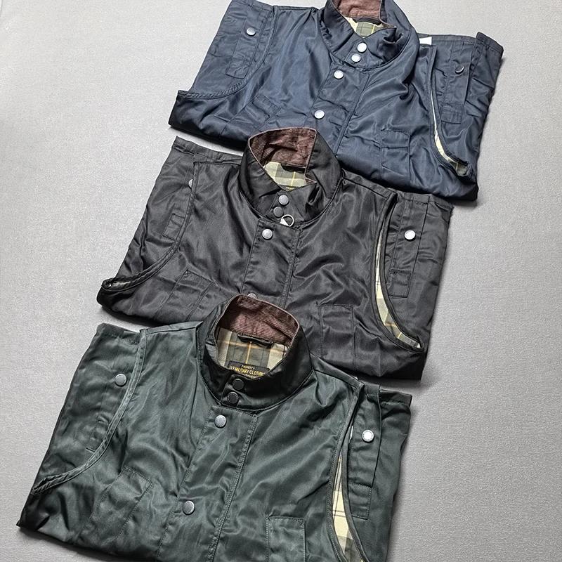 Gilet Cargo sans manches pour hommes, rétro américain, avec cire d'huile, multi-poches, décontracté,