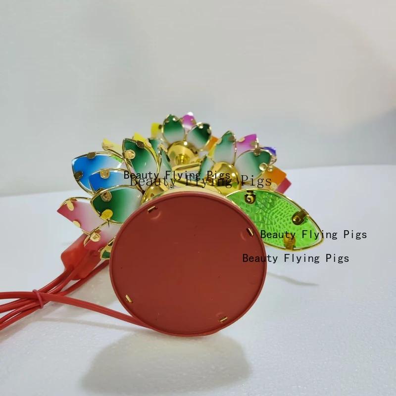 Bougeoir Lotus en forme de pétale coloré, alimentation électrique pour Temple, chandelier de Table, 