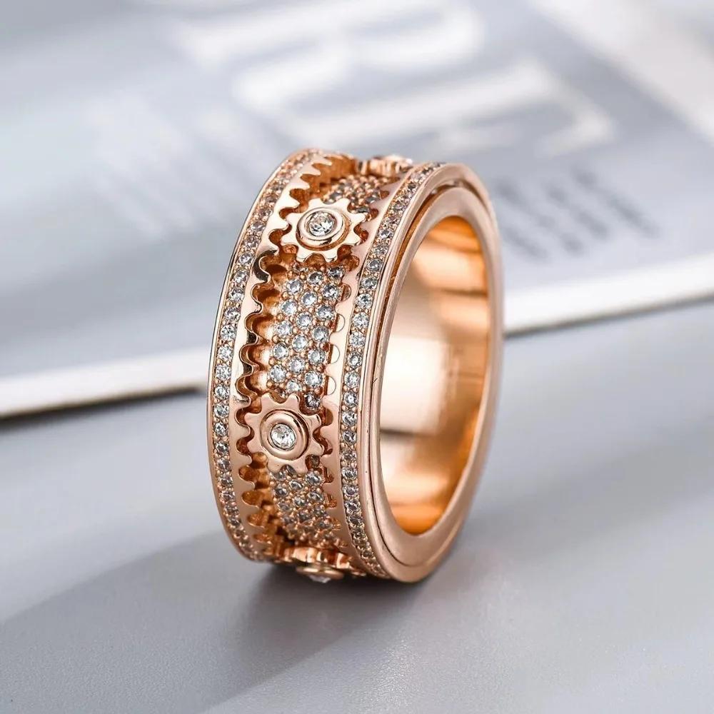 Bague ciel étoilé rotatif en diamant complet, bague de Couple pour hommes et femmes, accessoire de b
