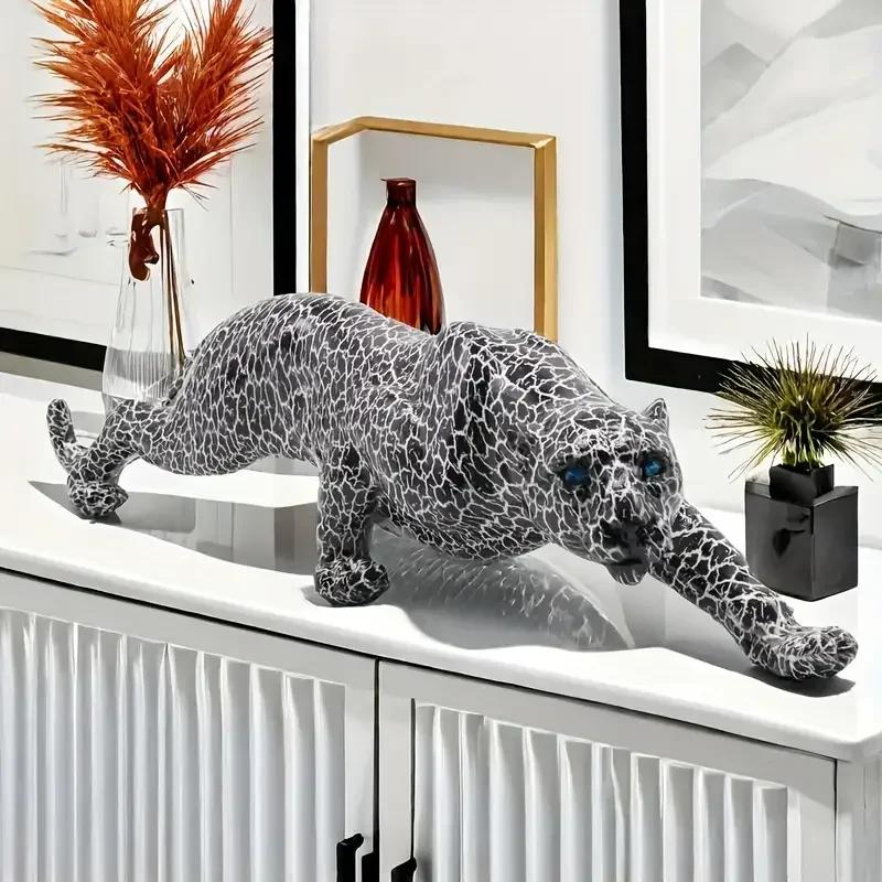 Résine guépard Fiugrine moderne créatif léopard Sculpture décorative panthère Statue maison Bar salo
