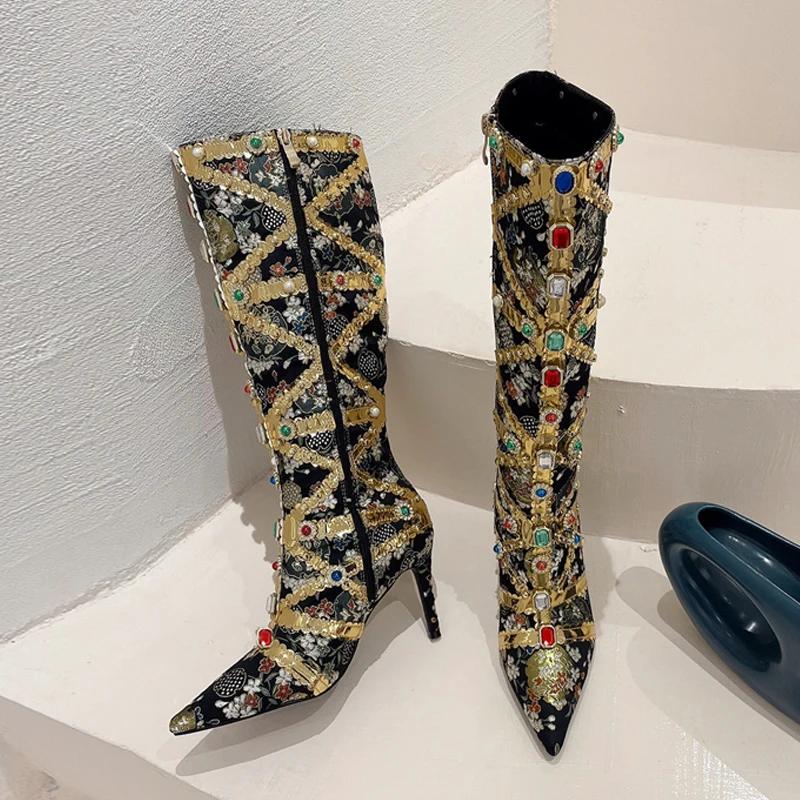 VEYKE-Bottes Hautes au Genou pour Femme, Chaussures à Talons, Travail Manuel, Sexy, Jolie tu, Parker