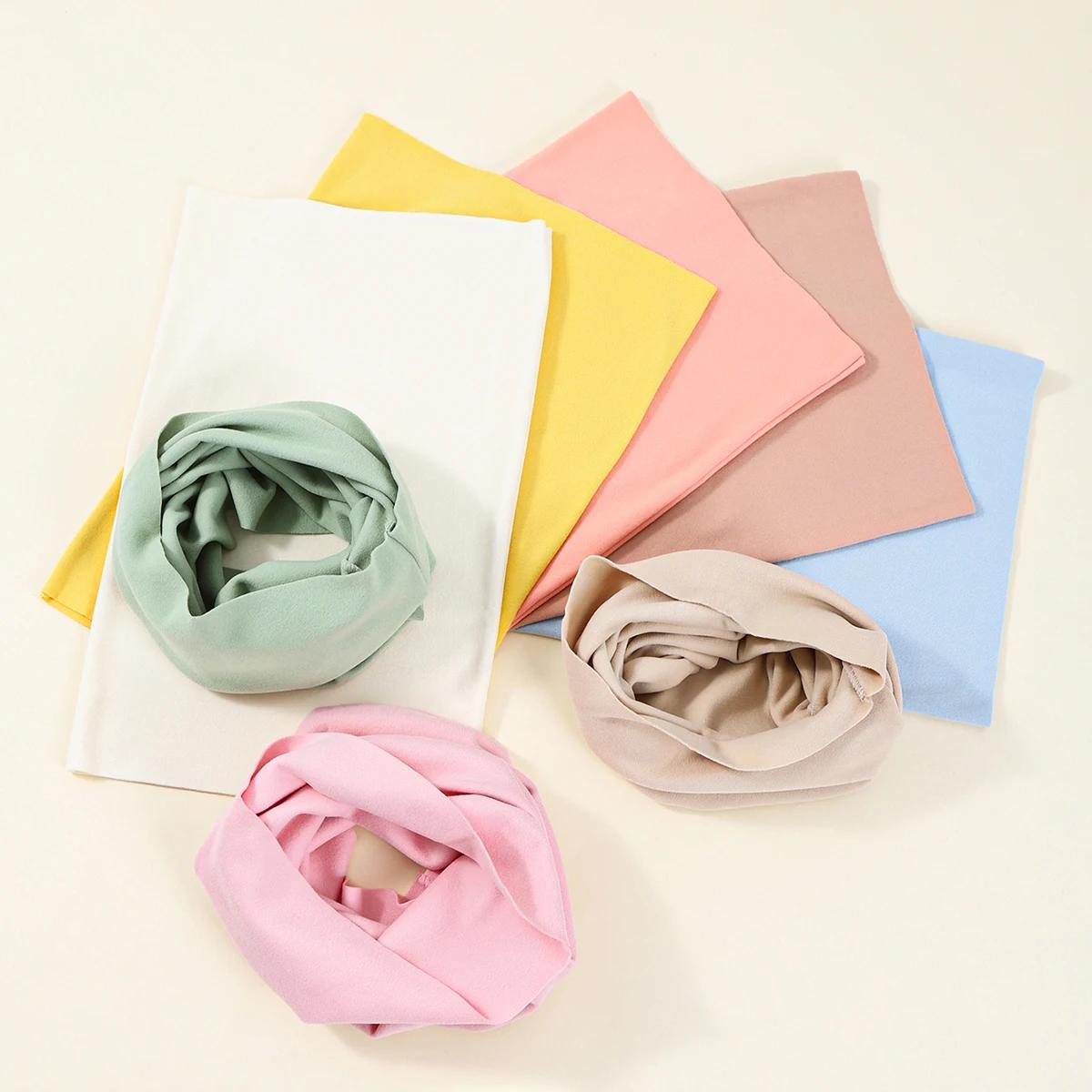 Écharpe en coton pour enfants, écharpe polyvalente à col rond, imprimé solide, chaud, coupe-vent, po