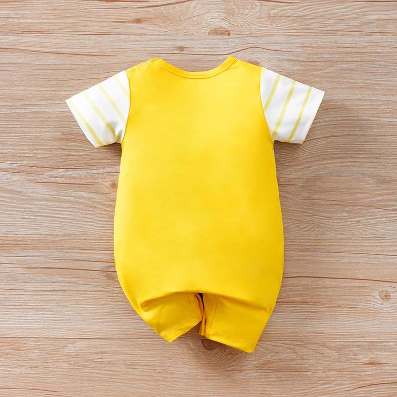 Vêtements pour nouveau-né, Animal-YellowDogPrint, combinaison pour nourrissons, manches courtes, pyj