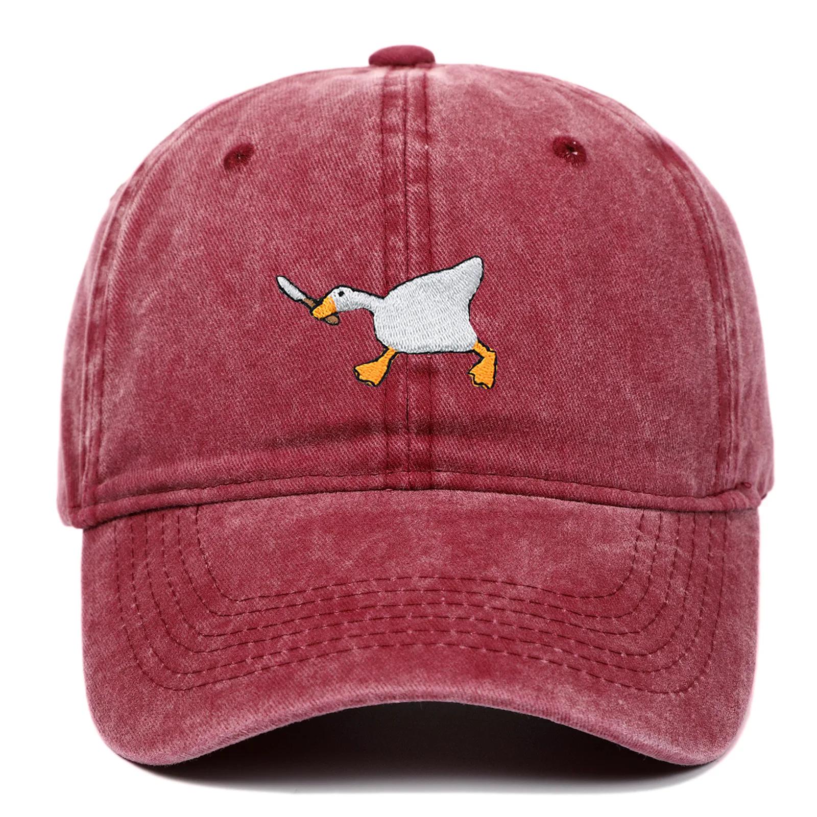 Casquette de baseball brodée avec motif d'oie pour hommes et femmes, casquette en bec de canard de s