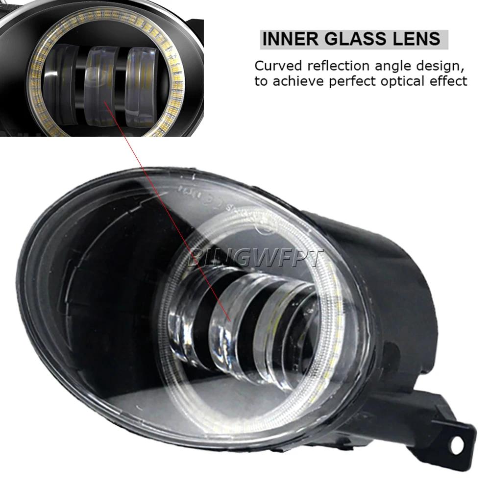 Feu antibrouillard œil d'ange pour voiture, 2 pièces, lentille LED, feux de jour DRL 30W 6000LM 12V 