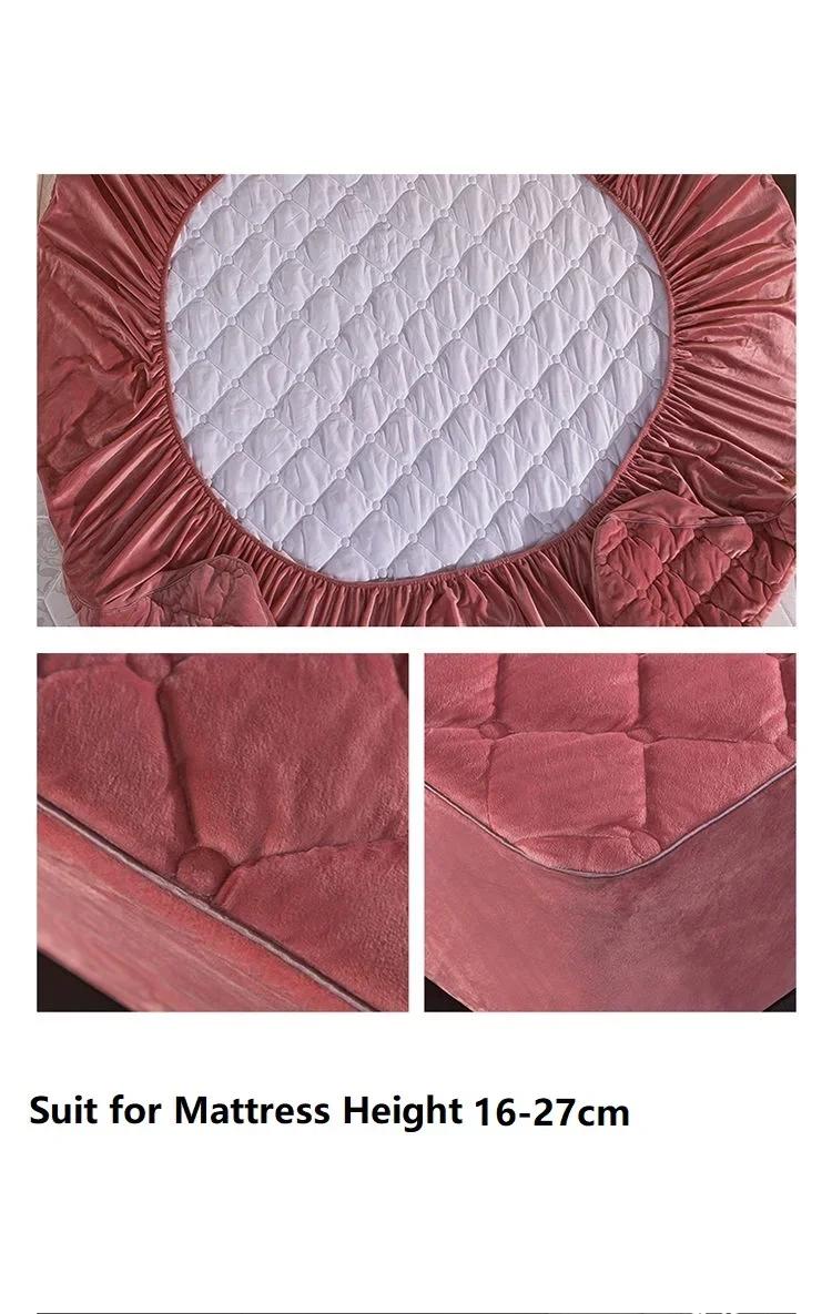 Housse de matelas matelassée épaisse en velours cristal, drap-housse chaud et doux en peluche Queen 