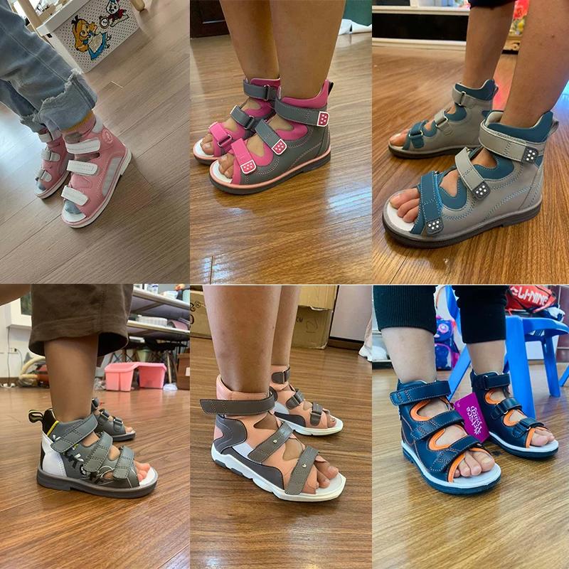 Sandales orthopédiques pour enfants boutons de fleurs pour enfants haut support de cheville correcti