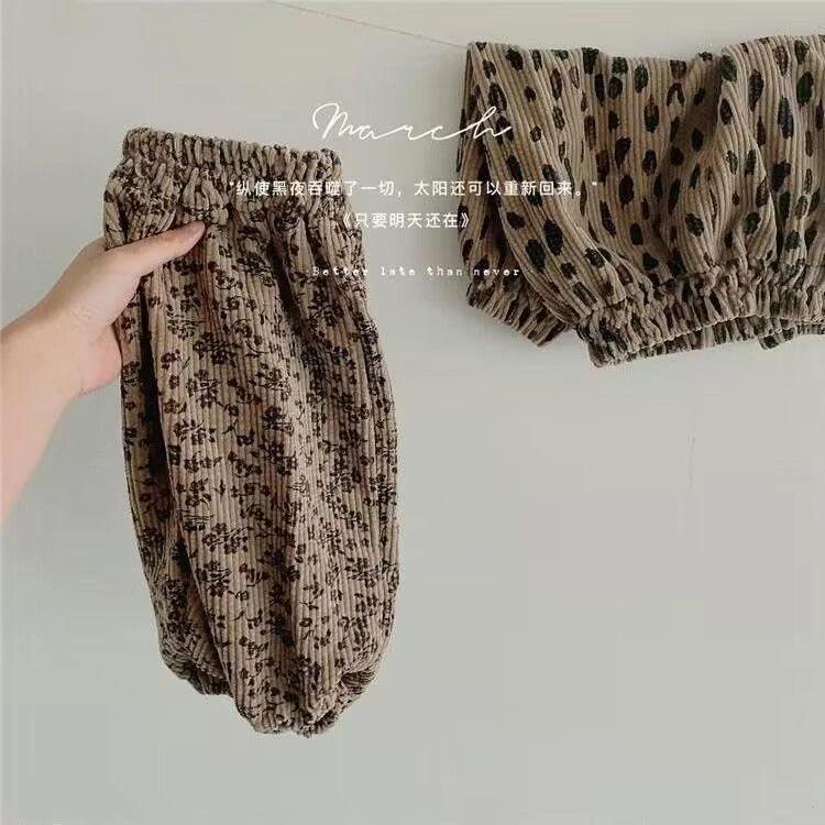 Automne nouvelle fille enfants lâche léopard pantalons décontractés bébé mode pantalon enfant en ple
