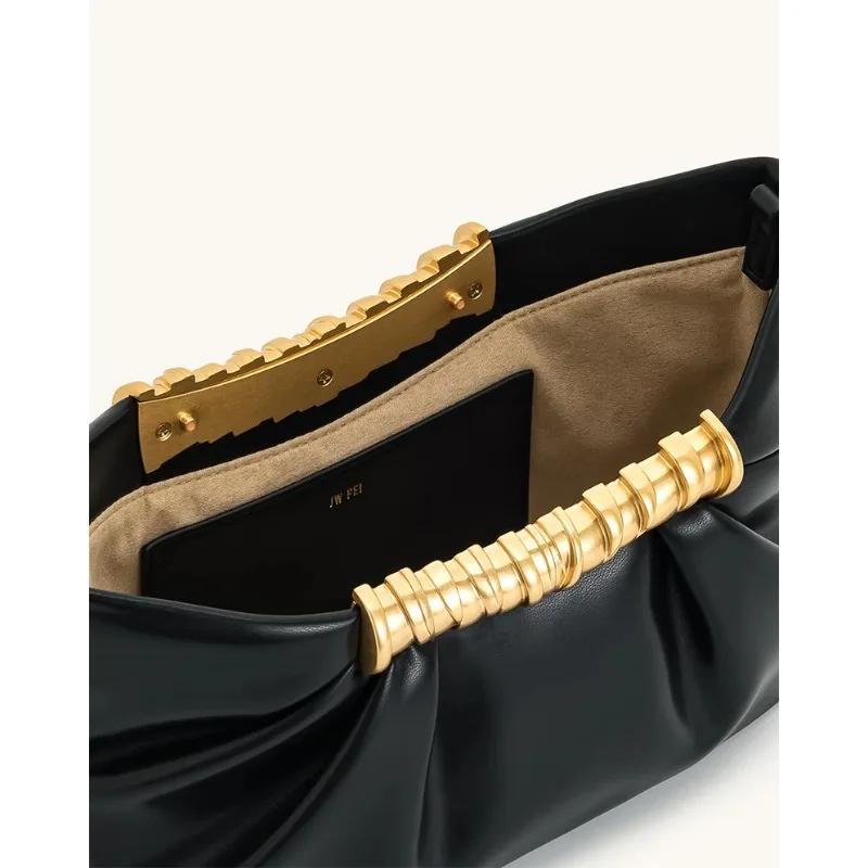 Pochette plissée JW PEI Leia en métal, sac bouffant tendance haut de gamme, sac de soirée de luxe en