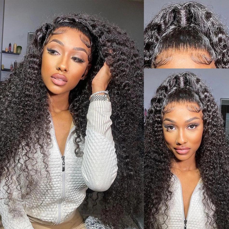 Wiggogo 250 densité 30 pouces vague profonde frontale perruque Hd dentelle perruque 13X6 cheveux hum