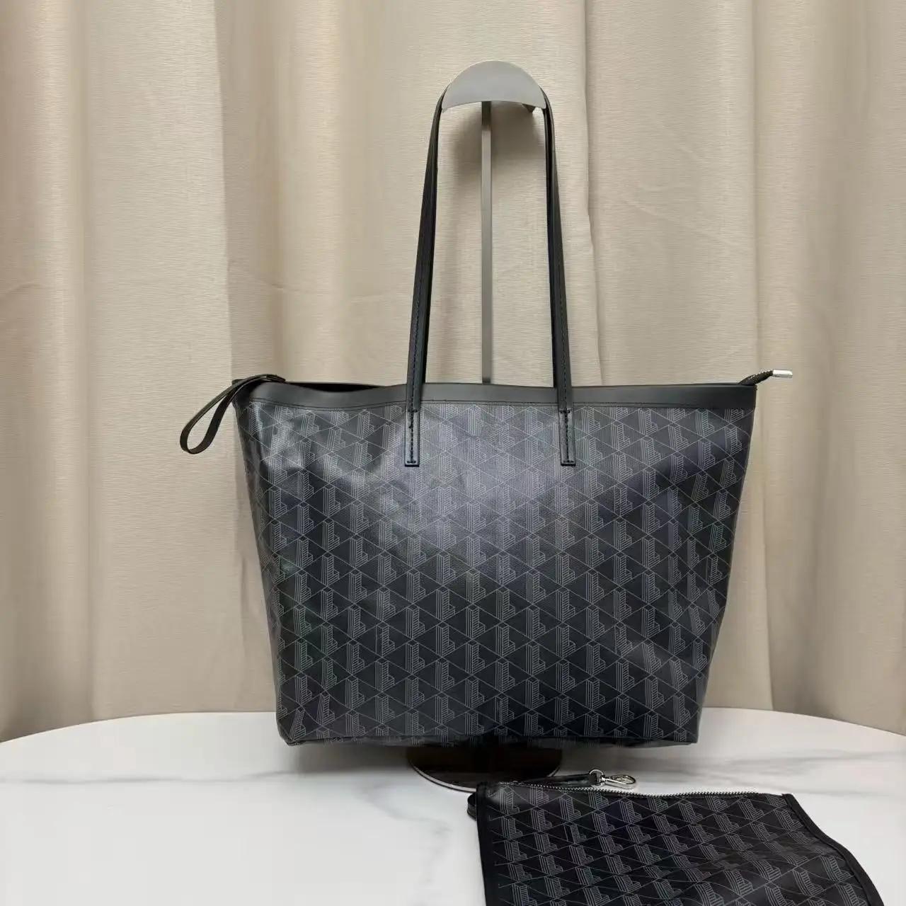 Sac fourre-tout géométrique 2-en-1 avec monogramme – Ensemble de sacs à bandoulière en cuir PU de qu