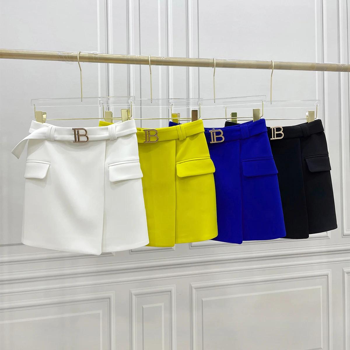Jupe courte trapèze Simple décontractée pour femmes, nouvelle mode, Slim, boucle en métal, couleur u