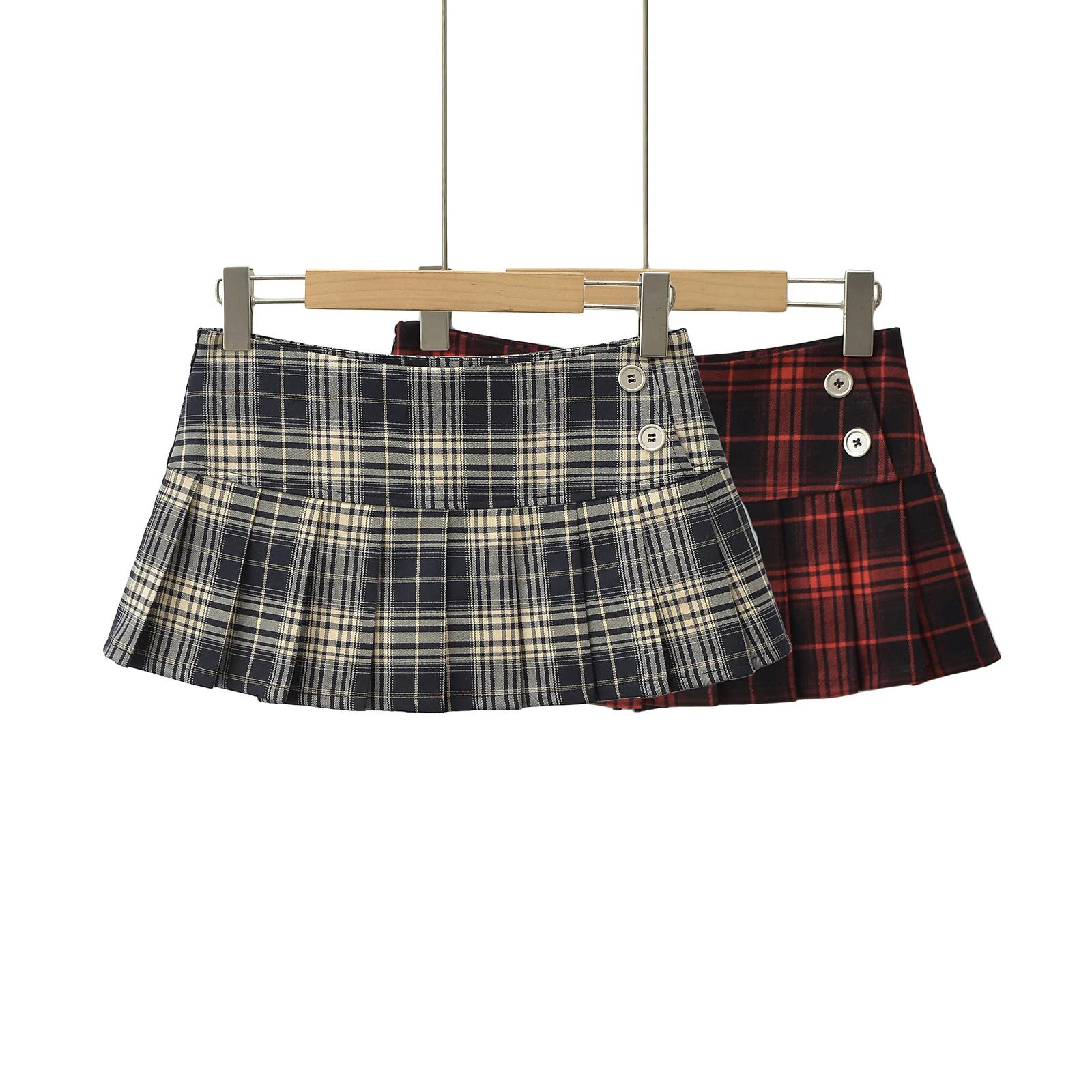 Mini jupes d'été pour femmes, vintage, mode coréenne, jupes à carreaux pour femmes y2k, jupes plissé