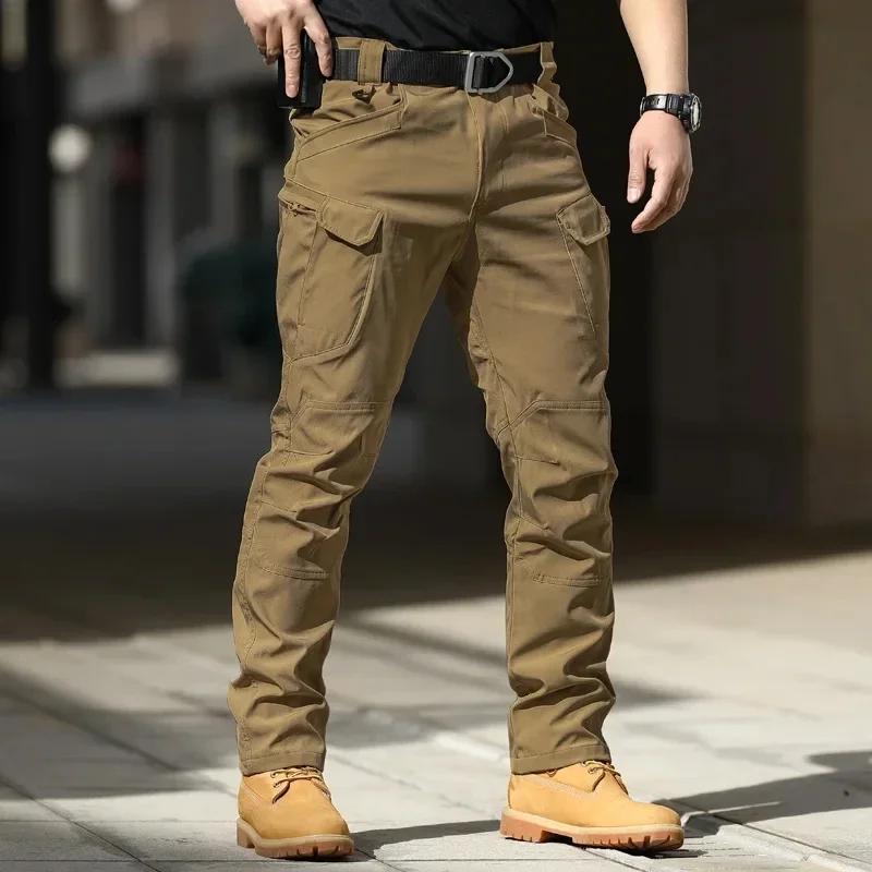 Pantalon Cargo imperméable pour hommes, élastique, poches multiples, militaire, jogging d'extérieur,