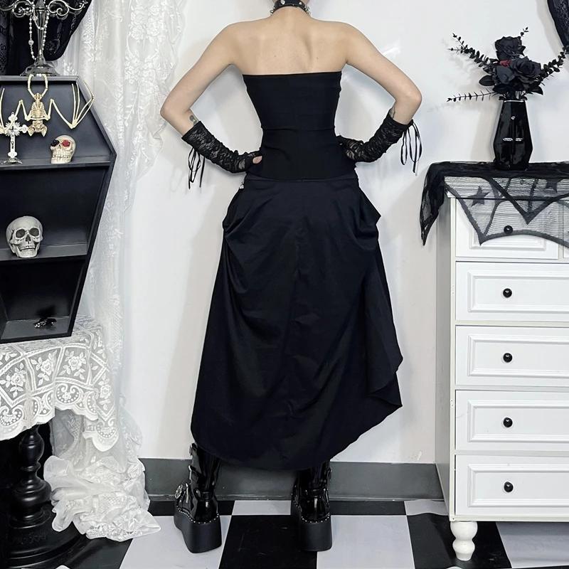 Goth Streetwear jupe gothique femmes Harajuku Emo Alternative Grunge taille haute pansement a-ligne 