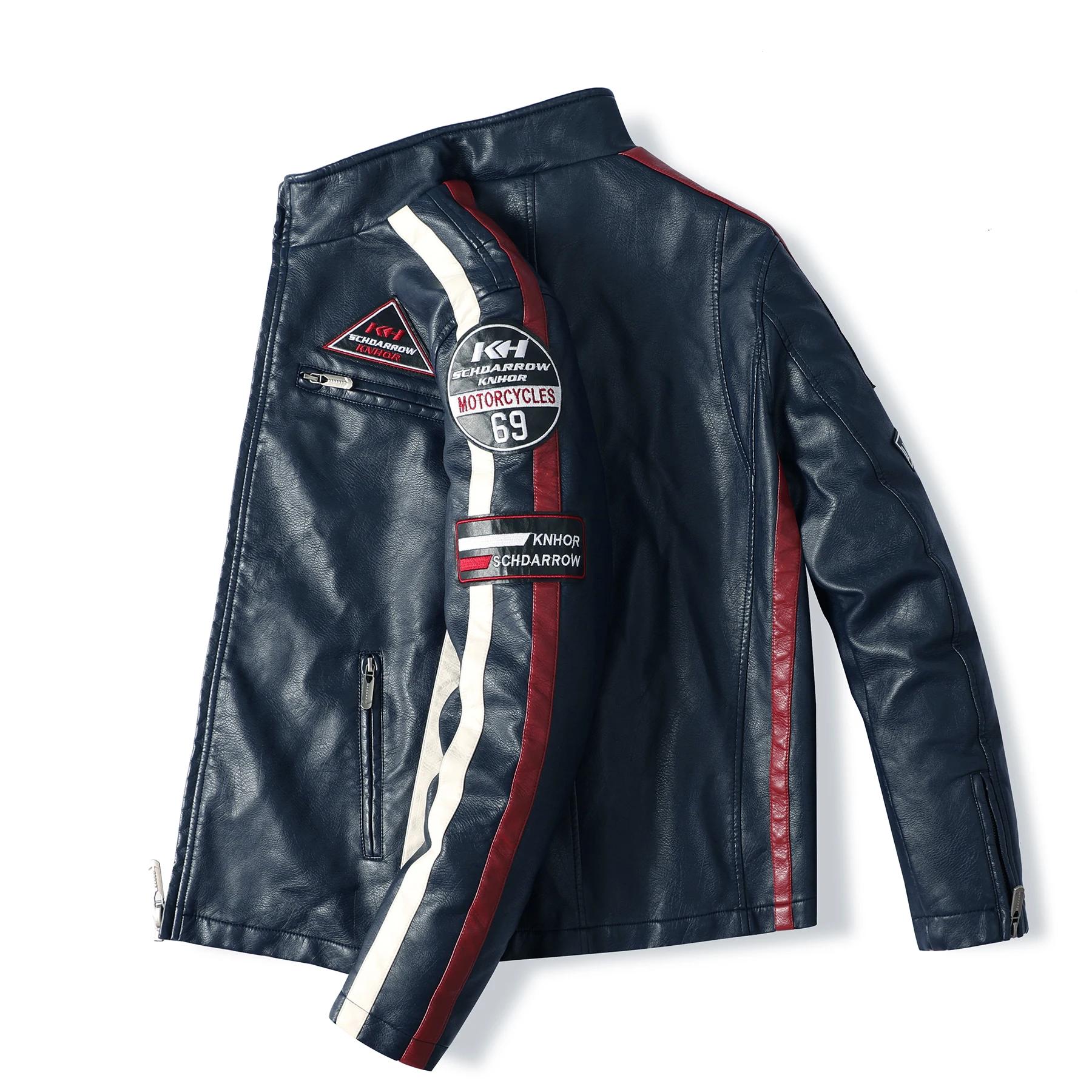 Combinaison de course de moto pour hommes, veste de couleur avec étiquette en cuir PU