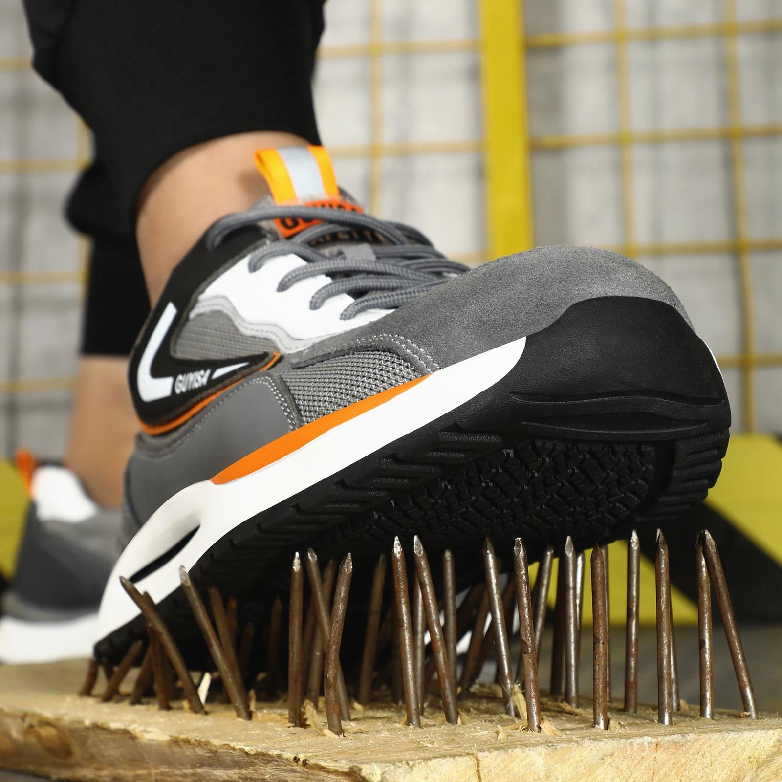 Chaussures de travail GUYISA pour hommes, avec embout en acier anti-écrasement et anti-perforation, 