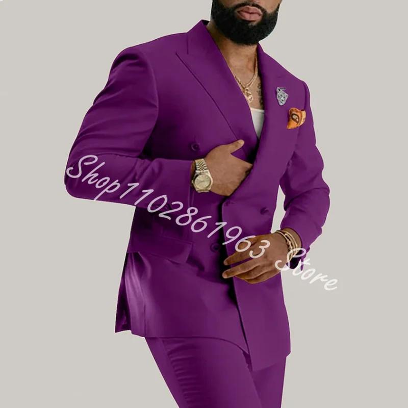 Costume 2 pièces à double boutonnage pour hommes, revers Patricia, blazer et pantalon, smokings de f