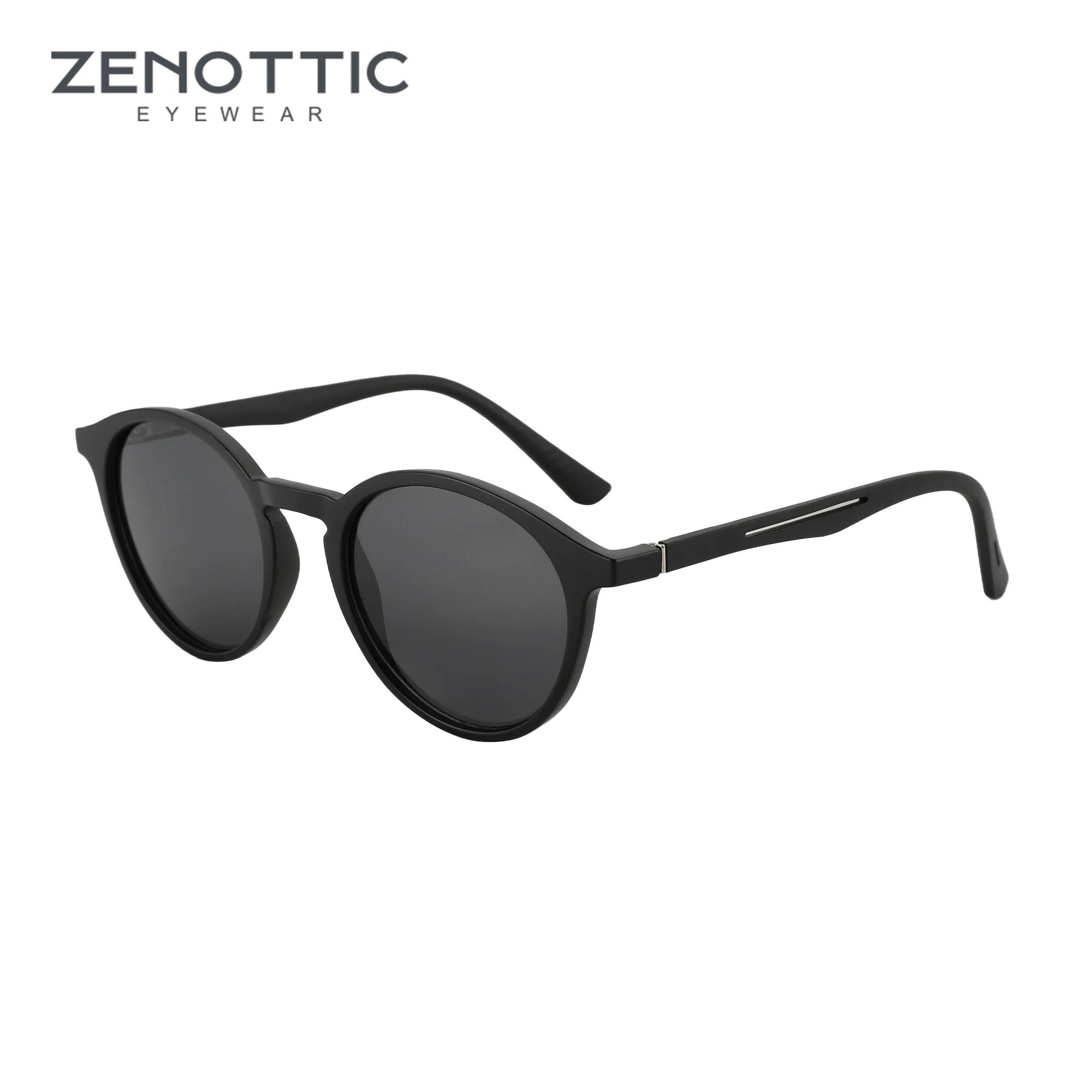 ZENOTTIC-Lunettes de soleil polarisées rétro pour hommes et femmes, monture ronde vintage, jambes en