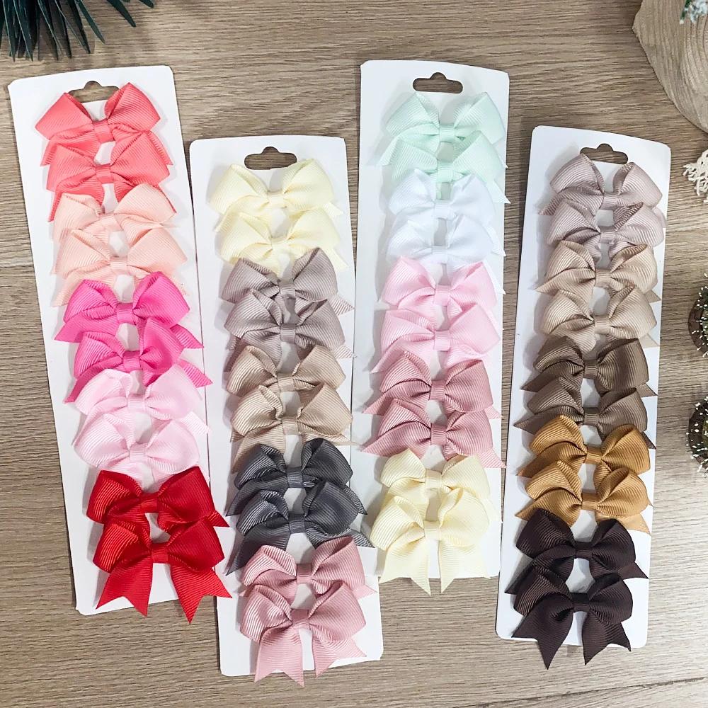 Pinces à cheveux avec nœuds pour enfants, couleur unie, pour bébés filles, ruban fait à la main, épi