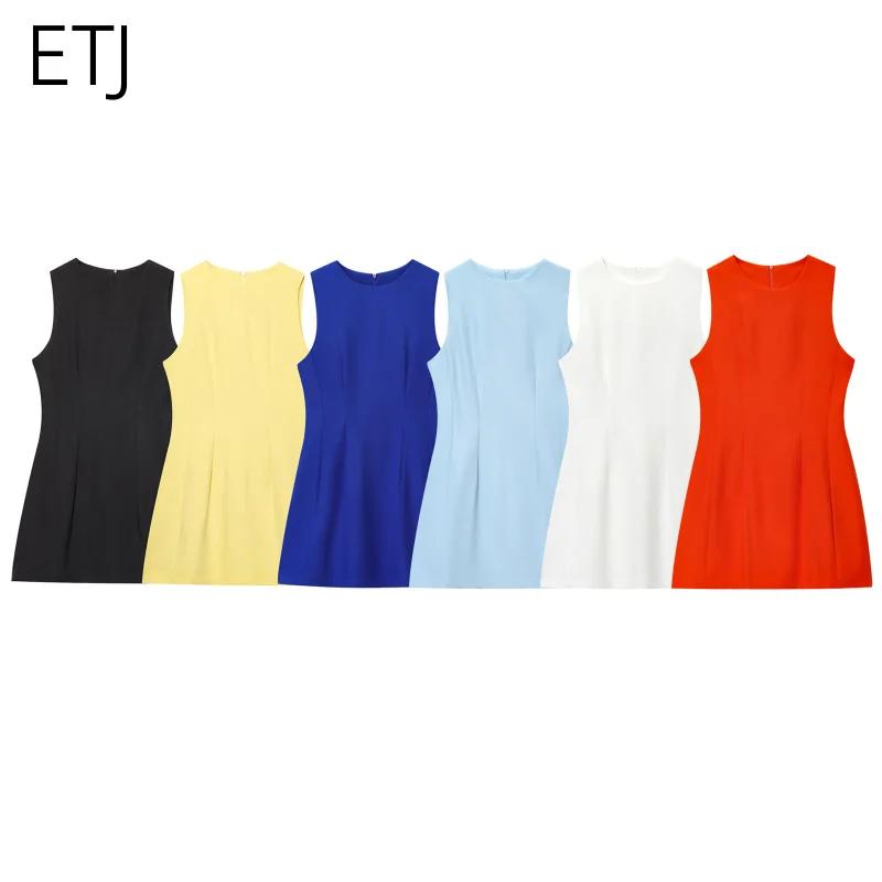 ETJ2025 été nouvelle série ZW pour femmes élégant simple classique gonflé col rond sans manches tail