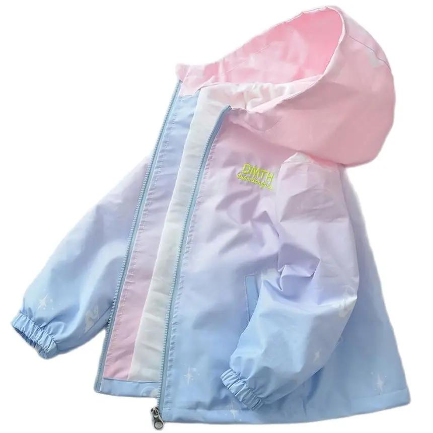 Veste coréenne dégradée à capuche pour filles et garçons, blazer coupe-vent doux printemps automne tendance