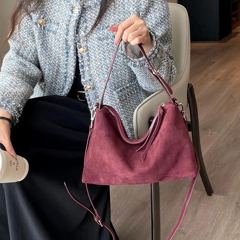 Sac à main en daim pour femmes, sac en cuir de vache souple, sac à bandoulière Unique pour dames, pr