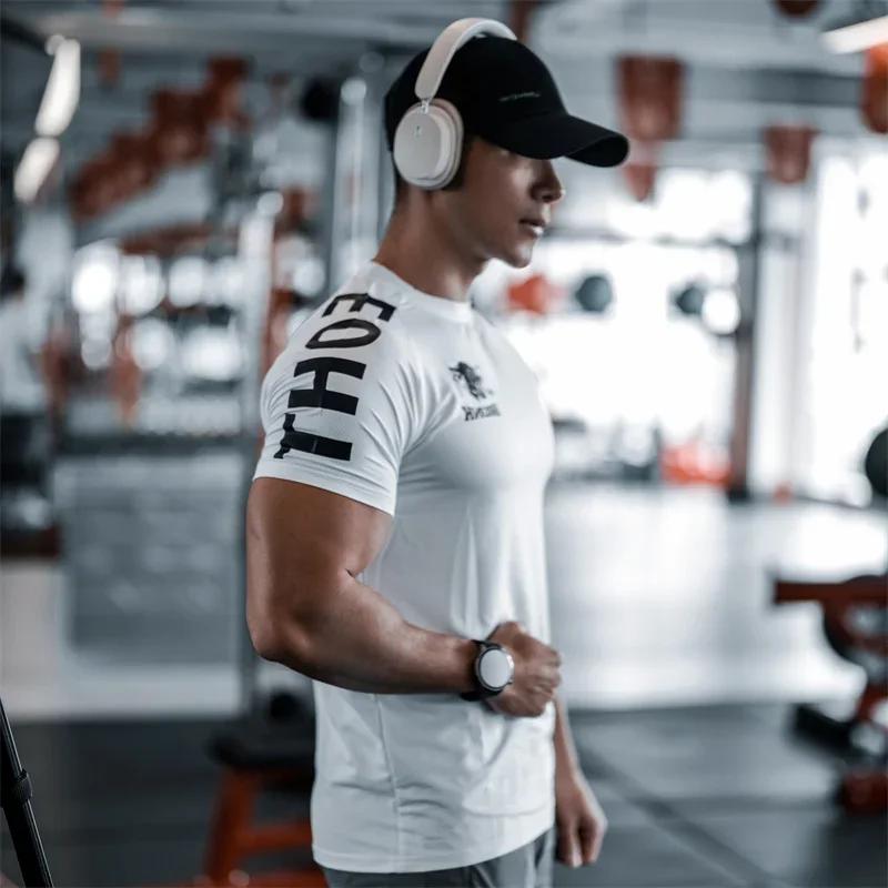 T-shirt à manches courtes pour homme, vêtement de sport, de loisirs, de course, de fitness, à séchag