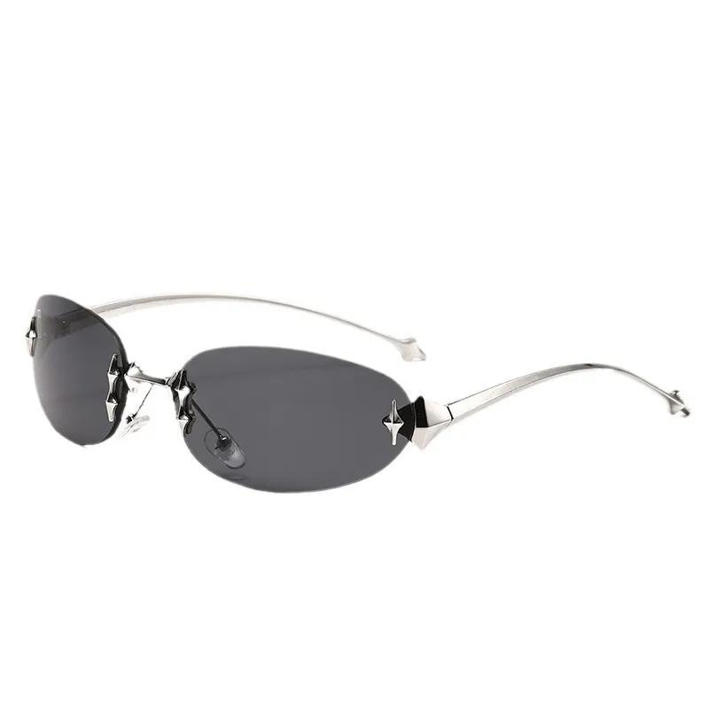 Promotion limitée dans le temps-Y2g lunettes de soleil ovales en métal sans cadre Hot Girl Street Sh