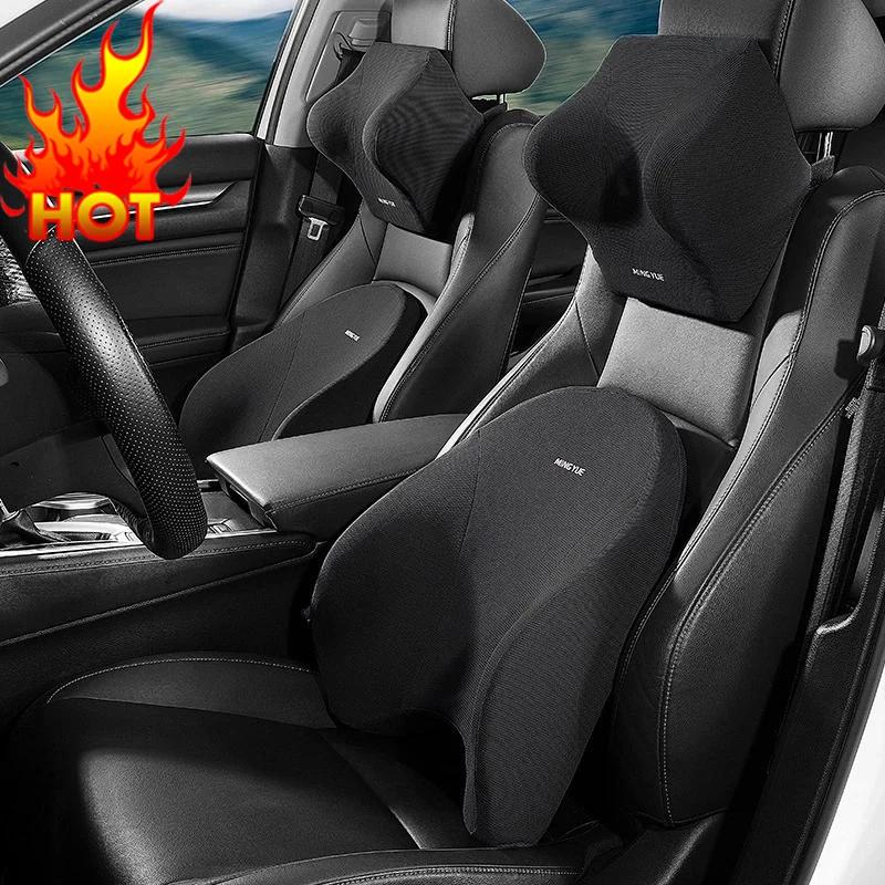 Oreiller de Soutien Lombaire et Cou en Mousse à Mémoire de Forme pour Voiture, Coussin Universel, Ac