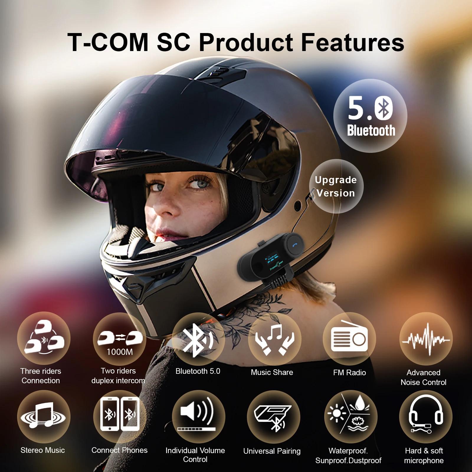FreedConn T Com SC Bluetooth casque de moto Interphone casque écran LCD FM moto sans fil écouteur In