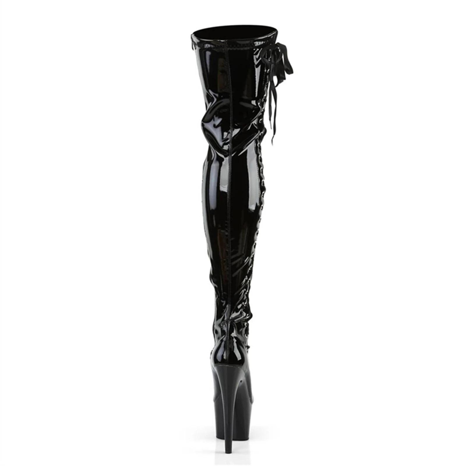 BOTES DE DANCE POLE 17CM | SOLE à talon et antidérapant renforcé en acier | Bottes de scène haut