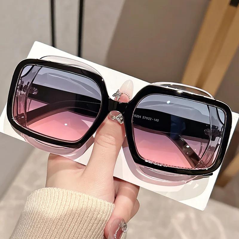 Lunettes de soleil à la mode avec blocage de couleur polygonal pour hommes et femmes, Style rétro Y2
