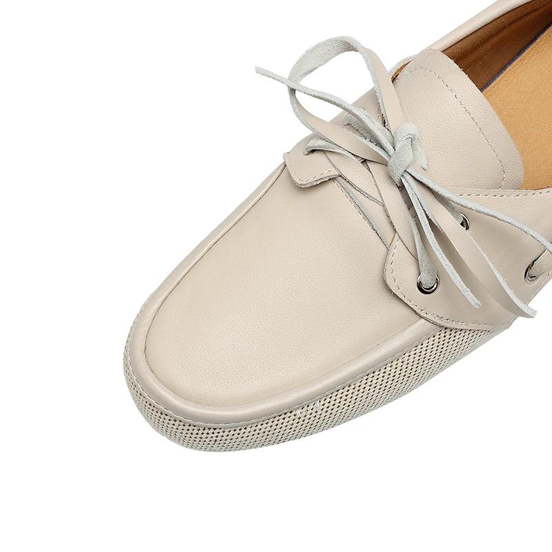 2025 nouvelle tendance élégant automne véritable cuir de vache femmes chaussures plates marron Beige