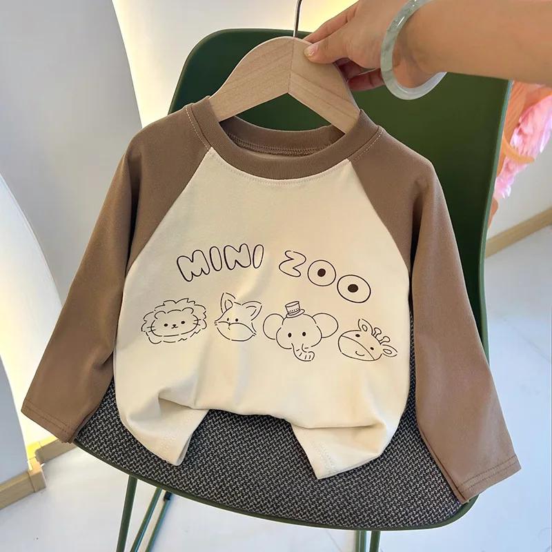 T-shirt à manches longues pour filles et garçons, chemise de Base avec lettres, vêtements pour enfan