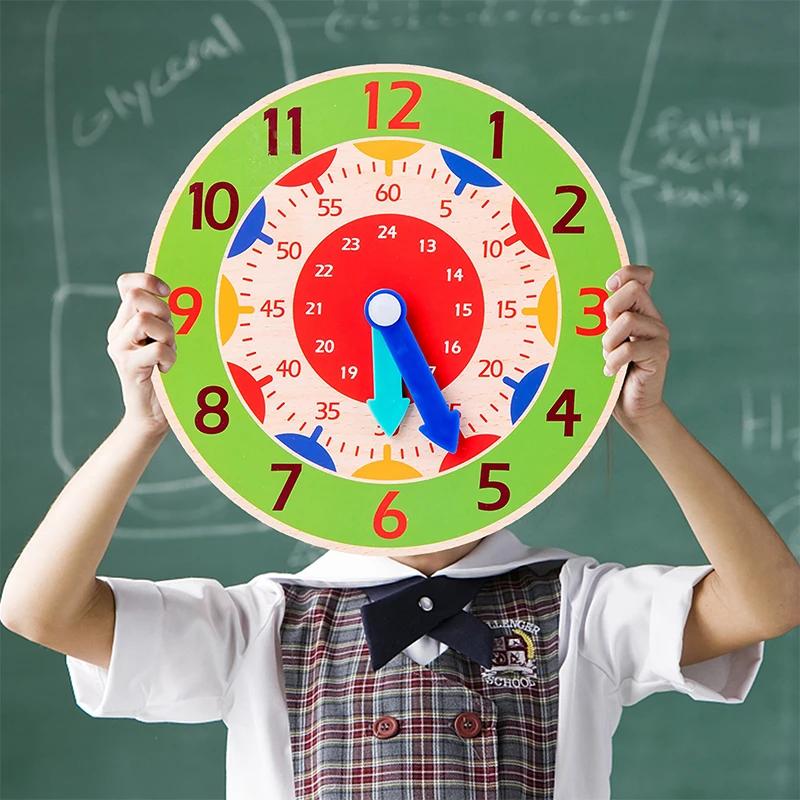 Horloge en bois Montessori pour enfants, jouets d'apprentissage du temps, outils pédagogiques, jouet