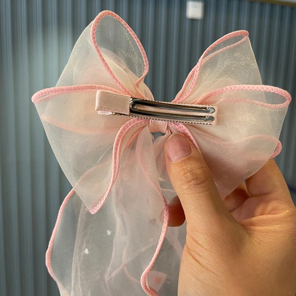 Accessoire pour cheveux avec nœud en maille, pince à cheveux princesse douce pour enfants, pince sup
