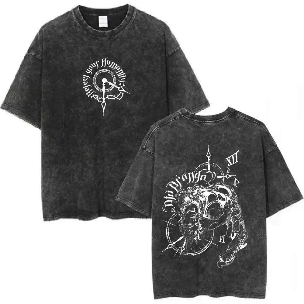 Anime Jojo Bizarre aventure lavé T-shirt STEEL BALL RUN Diego Brando Manga T-shirts hommes femmes co