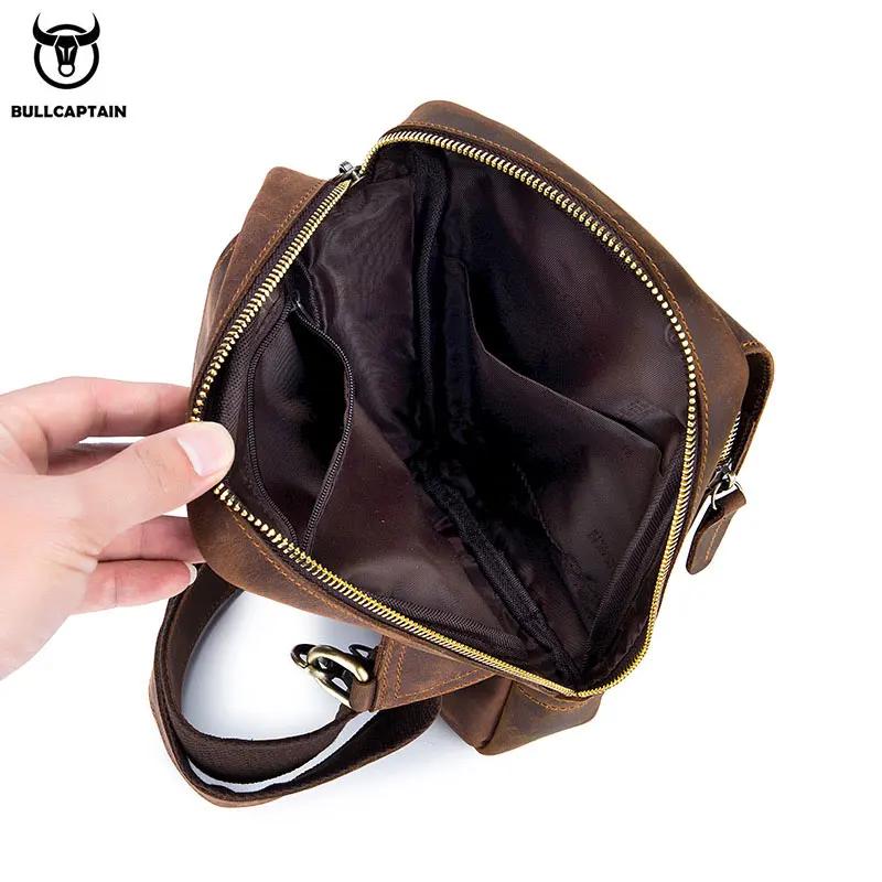 BULLCAPTAIN sacs à bandoulière pour hommes sac de poitrine en cuir Crazy Horse sacs à bandoulière en