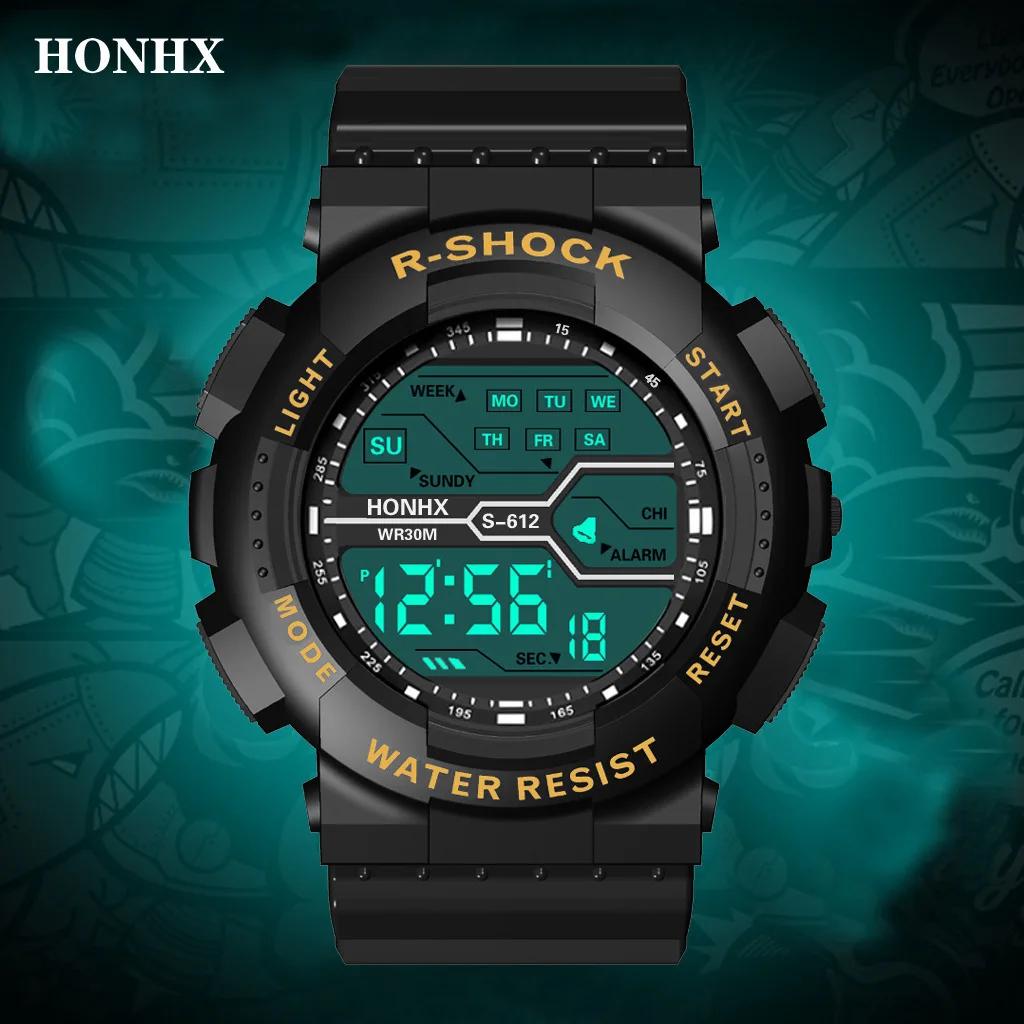 Sport de plein air hommes montre multifonction grand écran LED électronique étanche lumineux militai