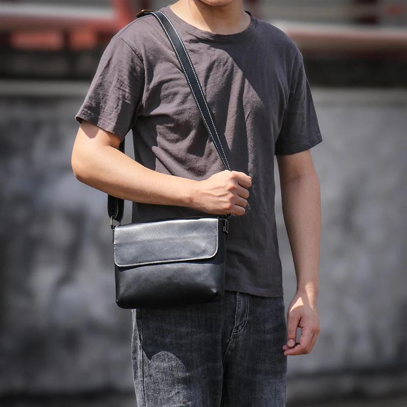 GURO-Sac messager vintage en cuir véritable pour homme, sac à bandoulière, cuir de vachette cheval, 