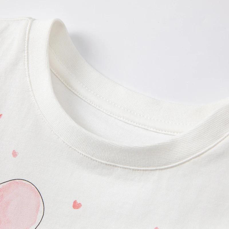 T-shirt manches bouffantes fille blanc DB2221905 - Haut imprimé dessin animé David Bella collection