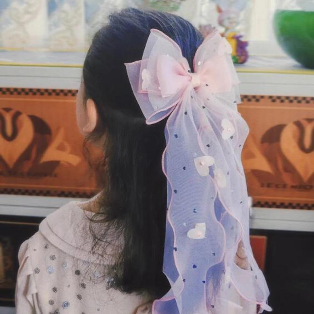 Accessoire pour cheveux avec nœud en maille, pince à cheveux princesse douce pour enfants, pince sup
