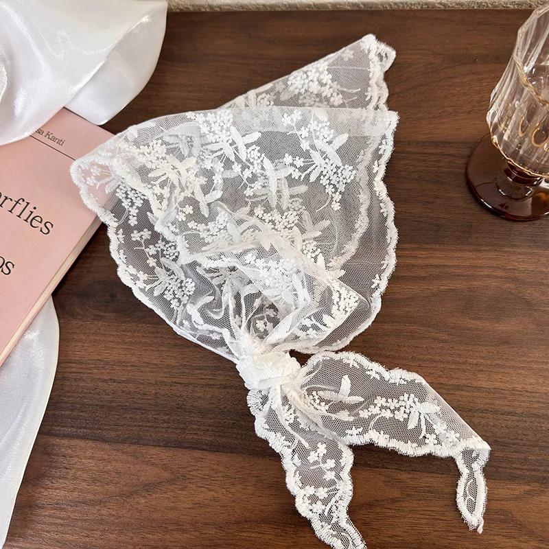 Bandana en dentelle florale pour femme, bandeaux de sauna tissés, écharpe turban, accessoires de che