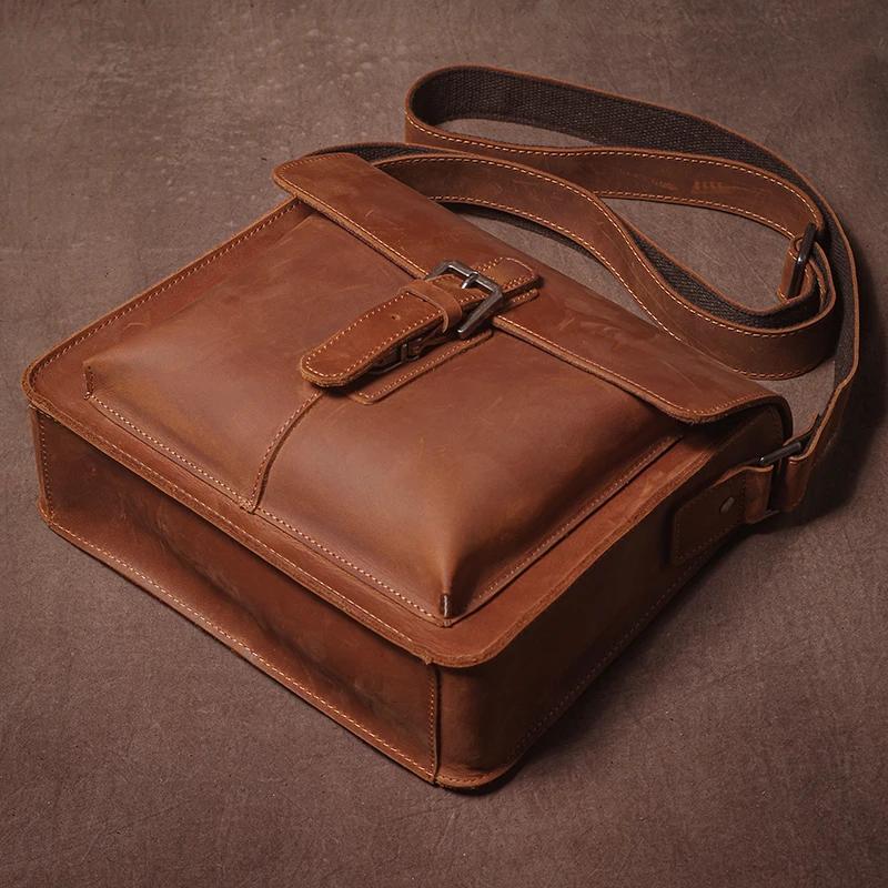 GURO marque de luxe en cuir véritable sac à bandoulière hommes Crazy Horse peau de vache sac de mess