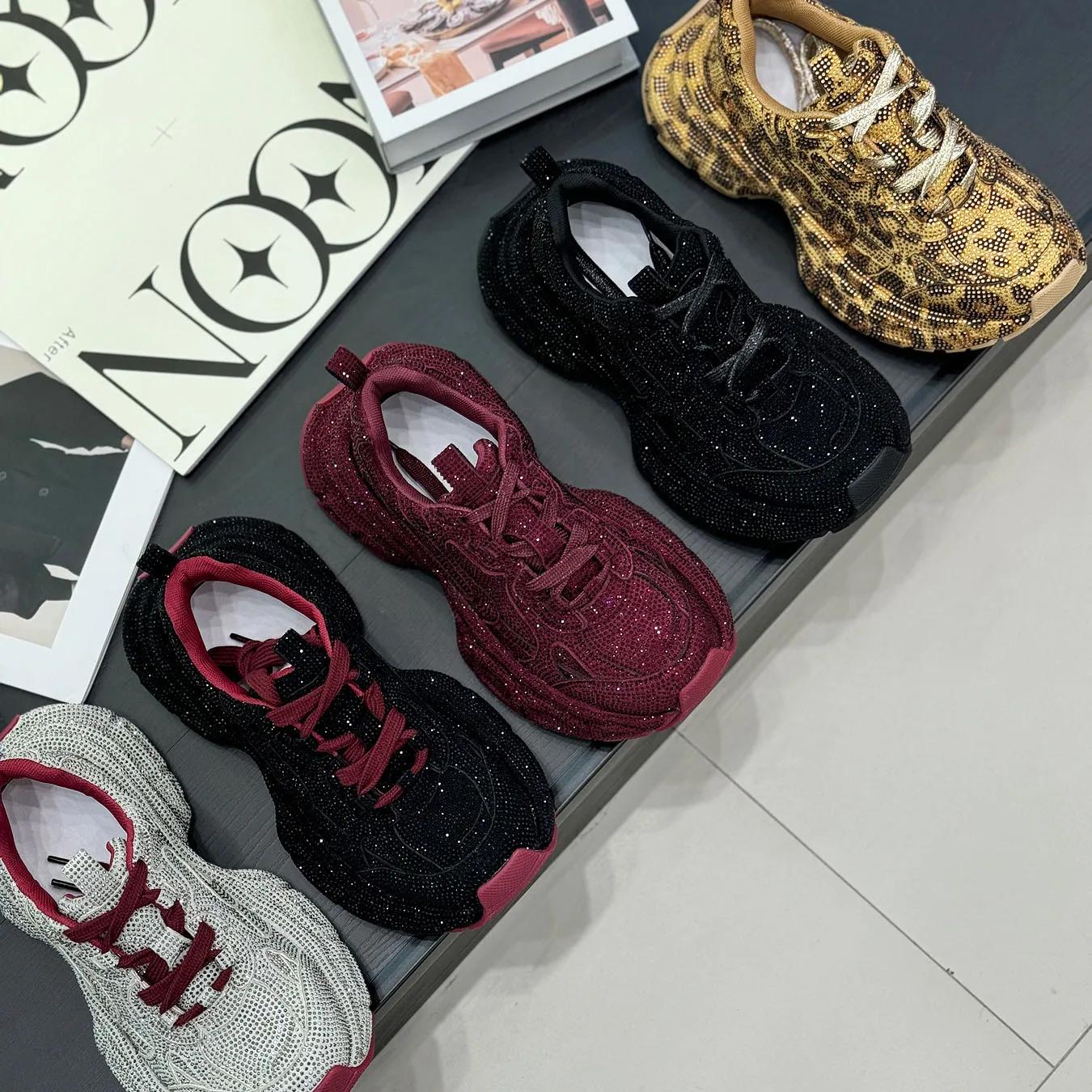 Chaussures décontractées tendance pour femme, style Gypsy, à semelle épaisse, ornées de strass, coll
