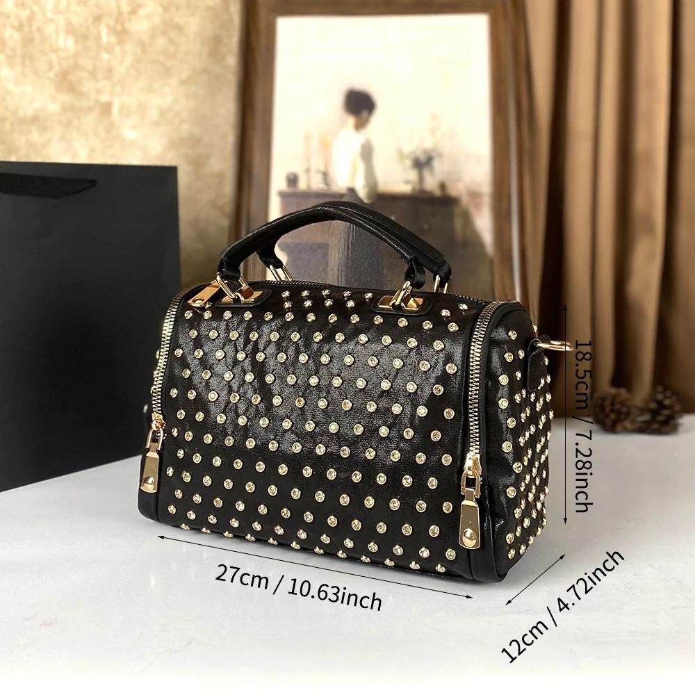 Sac à main à bandoulière de Style Punk clouté en diamant pour femmes, tendance haut de gamme, grande
