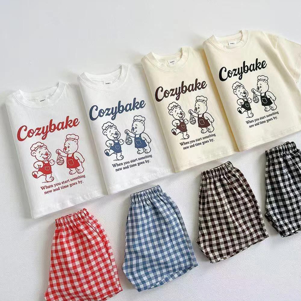 2025 nouveaux vêtements d'été costume à manches courtes imprimé dessin animé T-shirt + Shorts enfant