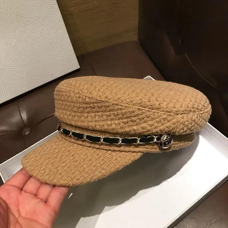 Béret de Style britannique pour femmes, casquette à bec de canard, casquette plate octogonale tendan