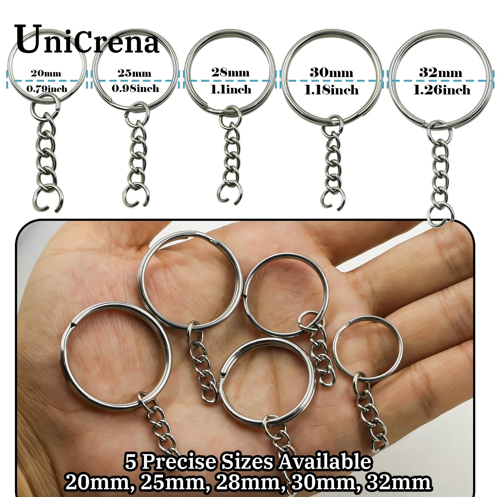 Unicrena Anneau à Bascule Acier Inoxydable avec Chaîne et Anneaux - Porte-Clés pour DIY, Création de
